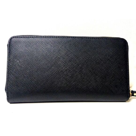 KATE SPADE NY BLACK SAFFIANO GENUINE LEATHER LOGO ZIP AROUND CARD WALLET CLUTCH - Picture 5 of 9